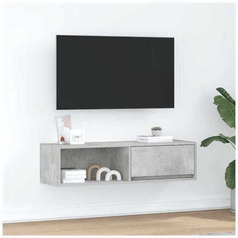 Mobile TV Grigio Cemento 100x31x25,5 cm Legno Multistrato - Foto 1