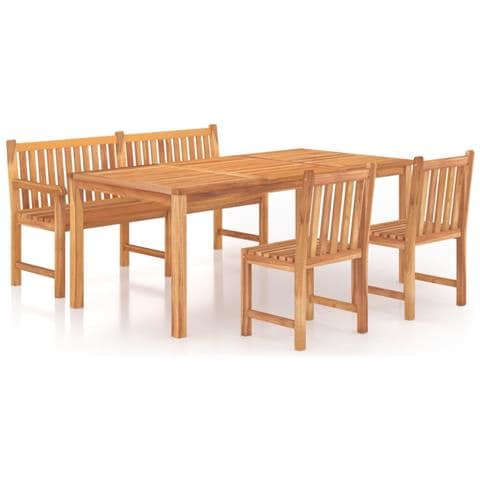 Set Da Pranzo Per Giardino 4 Pz In Legno Massello Di Teak - Foto 2