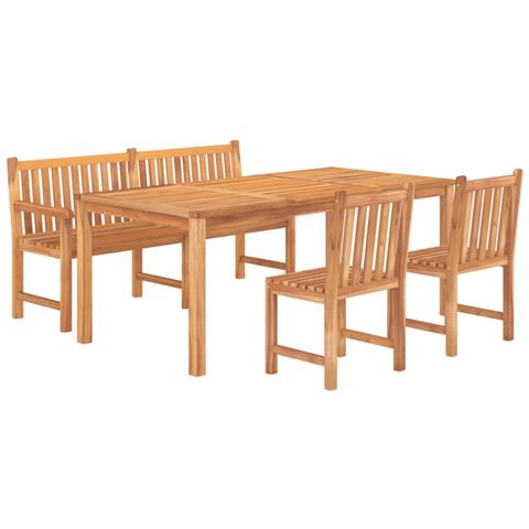 Set Da Pranzo Per Giardino 4 Pz In Legno Massello Di Teak - Foto 3