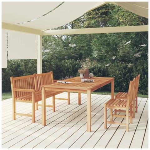 Set Da Pranzo Per Giardino 4 Pz In Legno Massello Di Teak - Foto 1