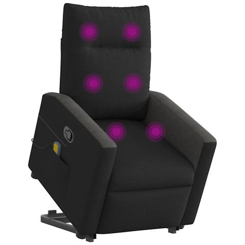 Poltrona Alzapersona Massaggiante Reclinabile Nera In Tessuto - Foto 2