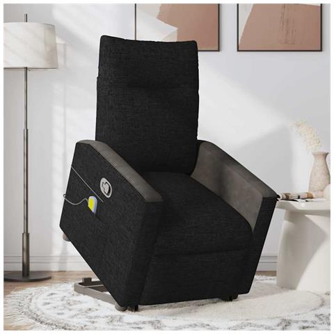 Poltrona Alzapersona Massaggiante Reclinabile Nera In Tessuto - Foto 3