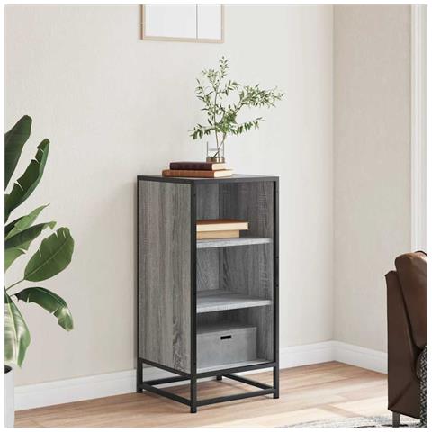 Credenza Grigio Sonoma 35,5x35x76 Cm In Truciolato E Metallo - Foto 3