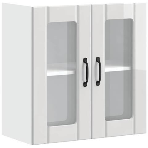 Pensile Da Cucina Con Porta In Vetro Lucca Bianco Lucido - Foto 2