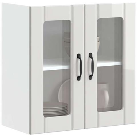 Pensile Da Cucina Con Porta In Vetro Lucca Bianco Lucido - Foto 1