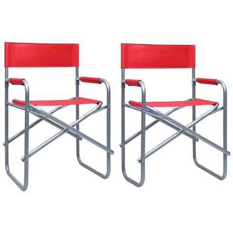 Lusso Casadino -  Sedie Da Regista 2 Pz In Acciaio Rosse - Foto 2