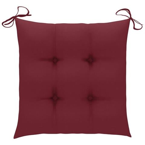 Sedie Da Giardino Con Cuscini Rosso Vino 6 Pz Massello Di Teak - Foto 8