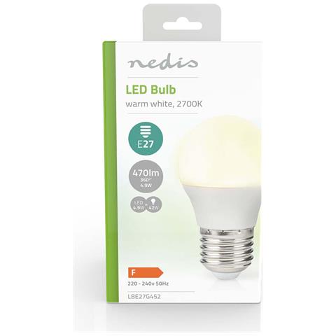 Lampadina Led E27 G45 4,9 W 470 Lm 2700 K Smerigliata Stile Retrò, Bianco - Foto 2