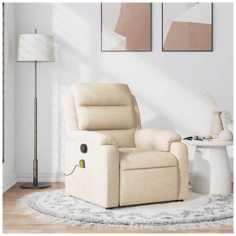 Poltrona Massaggiante Reclinabile Crema in Tessuto - Foto 2