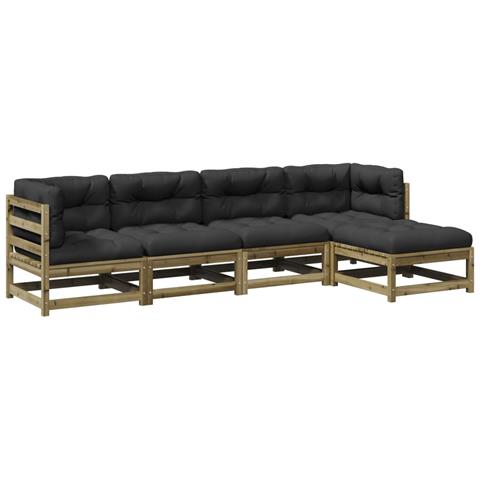 Set Divani da Giardino 5pz con Cuscini Legno Impregnato di Pino - Foto 1