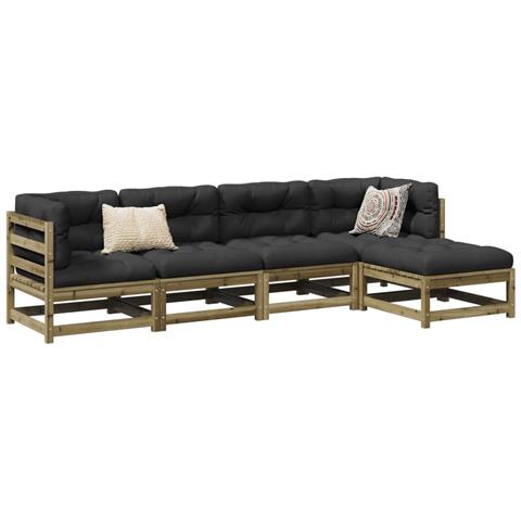 Set Divani da Giardino 5pz con Cuscini Legno Impregnato di Pino - Foto 2