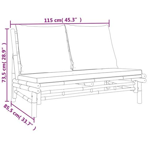 Set Salotto da Giardino 5pz con Cuscini Bianco Crema in Bambù - Foto 9