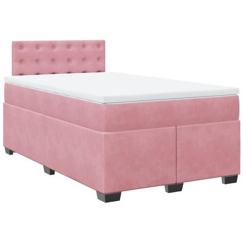 Giroletto a Molle con Materasso Rosa 120x190 cm in Velluto - Foto 1