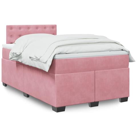 Giroletto a Molle con Materasso Rosa 120x190 cm in Velluto - Foto 2