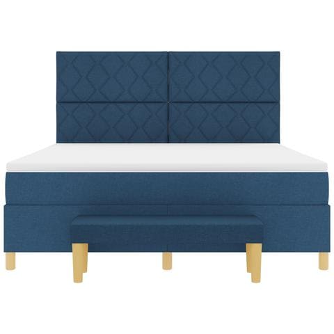 Letto a Molle con Materasso e Panchina Blu 180x200 cm - Foto 9