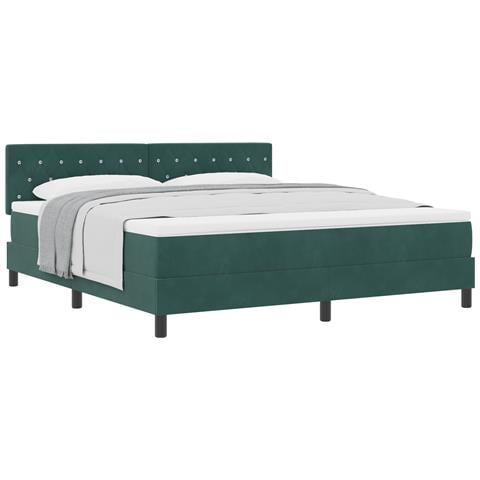 Letto a Rete con Materasso Verde Scuro Super King in Velluto - Foto 1
