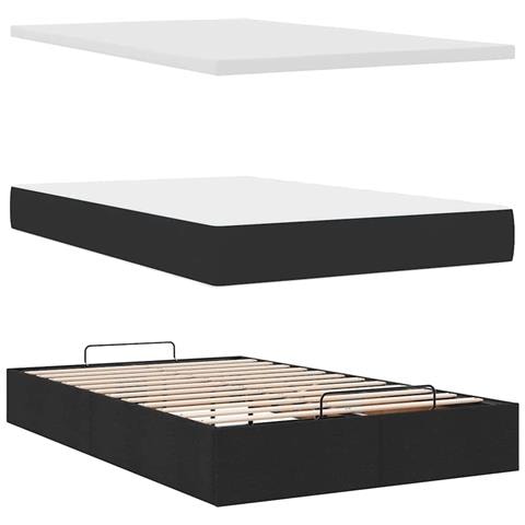 Pouf Letto con Materasso Nero 120x200 cm in Tessuto - Foto 9