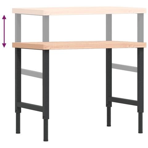 Banco Lavoro 100x60x(73-99,5) cm Legno di Faggio Rettangolare - Foto 9