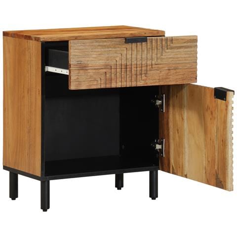 Comodino 50x33x60 cm in Legno Massello di Acacia - Foto 1