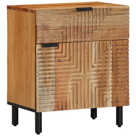 Comodino 50x33x60 cm in Legno Massello di Acacia - Foto 2