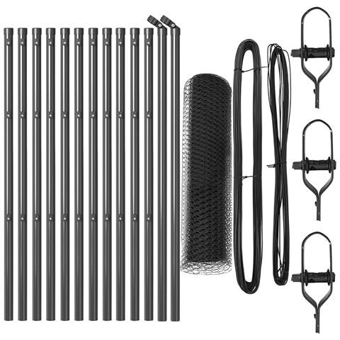 Recinzione Esagonale Grigia 0,8x25 m Acciaio, Pali per Recinzione 13 pezzi Grigi Ø32 mm 120 cm Acciaio zincato - Foto 1