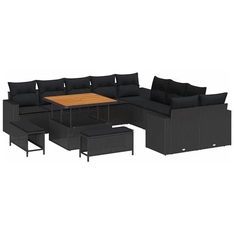 Set Divano da Giardino 13 pcs Nero 100 x 100 x 71 cm - Foto 1