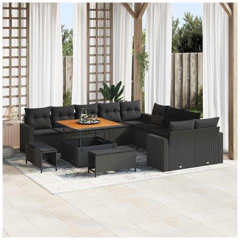 Set Divano da Giardino 13 pcs Nero 100 x 100 x 71 cm - Foto 2