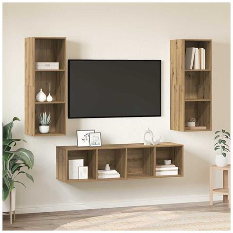 Set di mobili TV 3 pcs rovere artigianale 37 x 37 x 142.5 cm - Foto 2