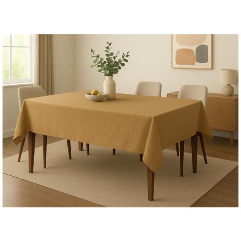 Tovaglia Cucina Soggiorno Antimacchia Idrorepellente Linen Rotonda 160cm Caffe Latte - Foto 5