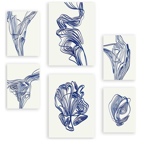 Set Di 6 Stampe Dipinti Decorativi Estetici Astratti E Inclinati, Allettanti Per Il Tuo Soggiorno, Camera Da Letto E Casa A3 & A4 Senza Cornice - Foto 1