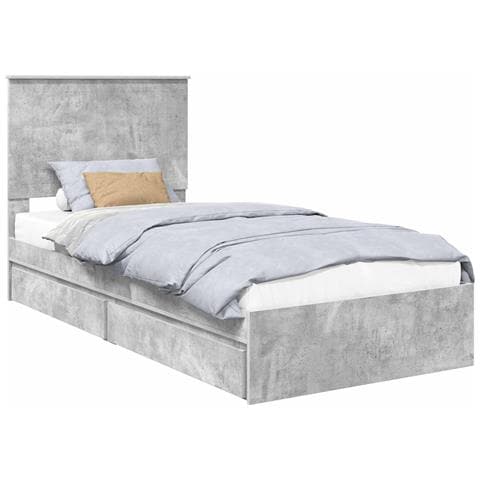Letto con Contenitore con testiera Grigio cemento 90 x 190 cm - Foto 1