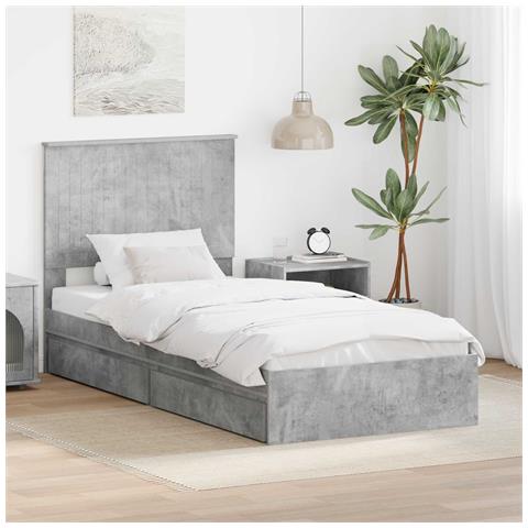 Letto con Contenitore con testiera Grigio cemento 90 x 190 cm - Foto 2