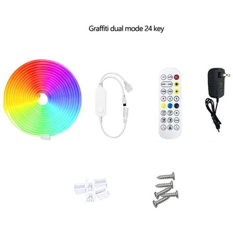 Striscia Neon Led Rgb 5m - Graffiti Dual Mode 24 Tasti - Spina Eu Con 5 Clip - Foto 1