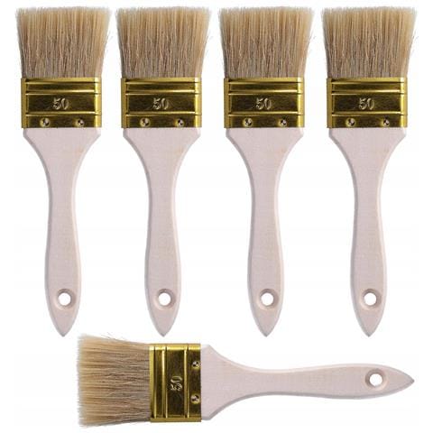 Set Di Pennelli Piatto 20 Pezzi - Setole Naturali | Larghezze 15, 25, 36, 50 Mm | Per Vernici, Emulsioni, Impregnanti, Dettagli E Grandi Superfici - Foto 6