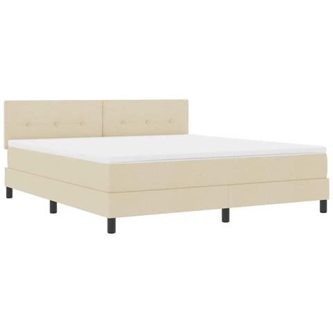 Letto a molle con materasso con led Crema 180 x 200 cm Tessuto - Foto 1