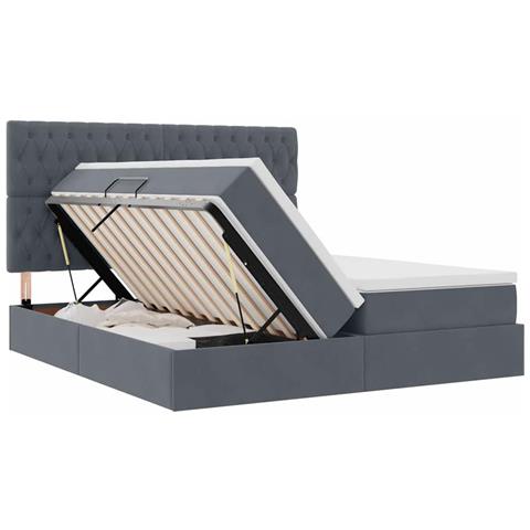 Letto con testiera Grigio scuro 180 x 200 cm Velluto - Foto 9