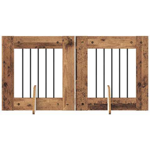 Cancello per cani con supporti 2 pcs Legno antico 60 x 60 cm - Foto 1