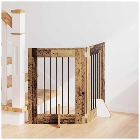 Cancello per cani con supporti 2 pcs Legno antico 60 x 60 cm - Foto 2