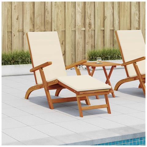 Lettino prendisole reclinabile e pieghevole 2 pcs Bianco Crema - Foto 2