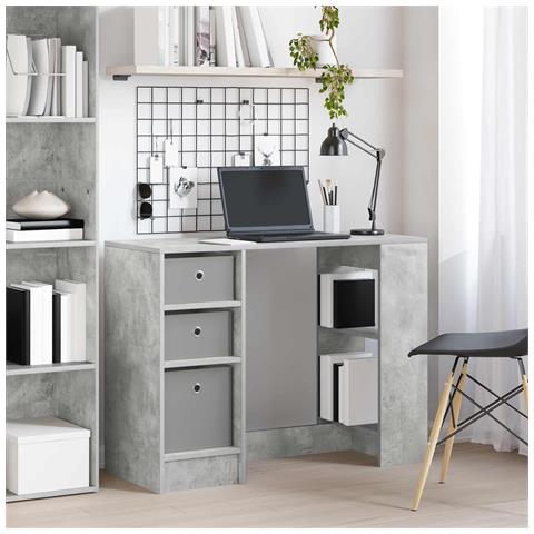 Scrivania Grigio cemento 100 x 40 x 75 cm Legno multistrato - Foto 2