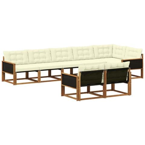 Set di divani da esterno con cuscino 8 pcs Naturale e Crema - Foto 1