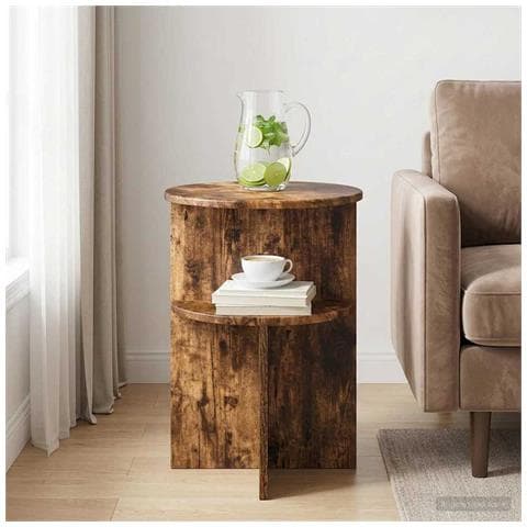 Tavolo laterale Rovere Fumo Ø 39,5 x 55 cm Legno ingegnerizzato - Foto 2