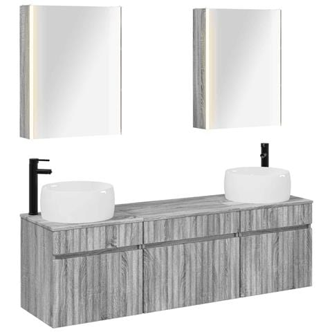 Set di Armadi da Bagno 5 pcs Sonoma grigio 53 x 15,5 x 70 cm - Foto 1