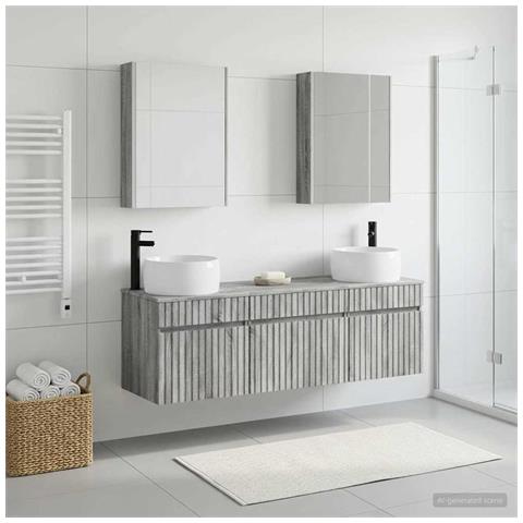Set di Armadi da Bagno 5 pcs Sonoma grigio 53 x 15,5 x 70 cm - Foto 2