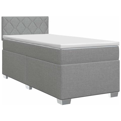 Letto box spring con materasso Grigio Chiaro 90 x 200 cm - Foto 1