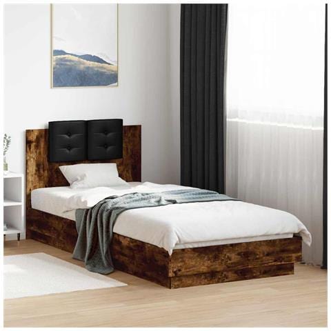 Struttura letto con testata Rovere Fumo Legno ingegnerizzato - Foto 10