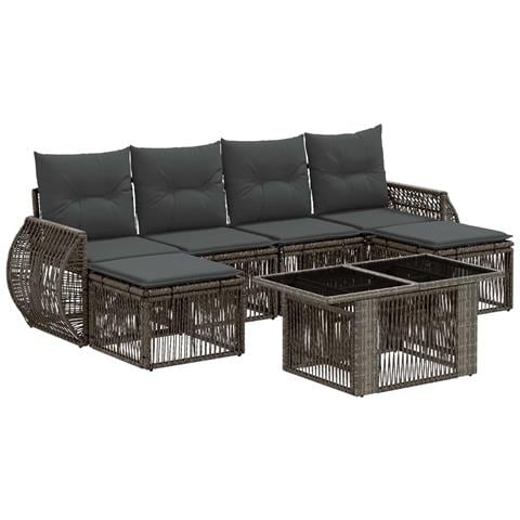 Set Divano da Giardino 7 pz Grigio e Grigio Scuro polyrattan - Foto 1