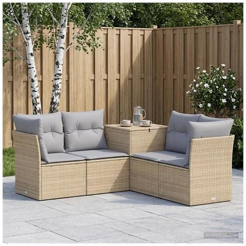 Set di divani 5 pz Beige e Grigio Chiaro - Foto 2