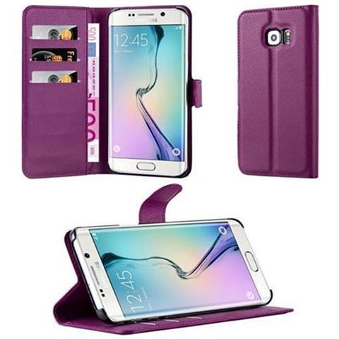 Custodia Compatibile Con Samsung Galaxy S6 Edge In Violetta Ametista - Coperchio Protettiva Con Chiusura Magnetica, Funzione Stand E Tasca Per Le Carte - Foto 1