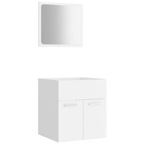 Set Mobili da Bagno 2 pz Bianco in Legno Multistrato - Foto 1